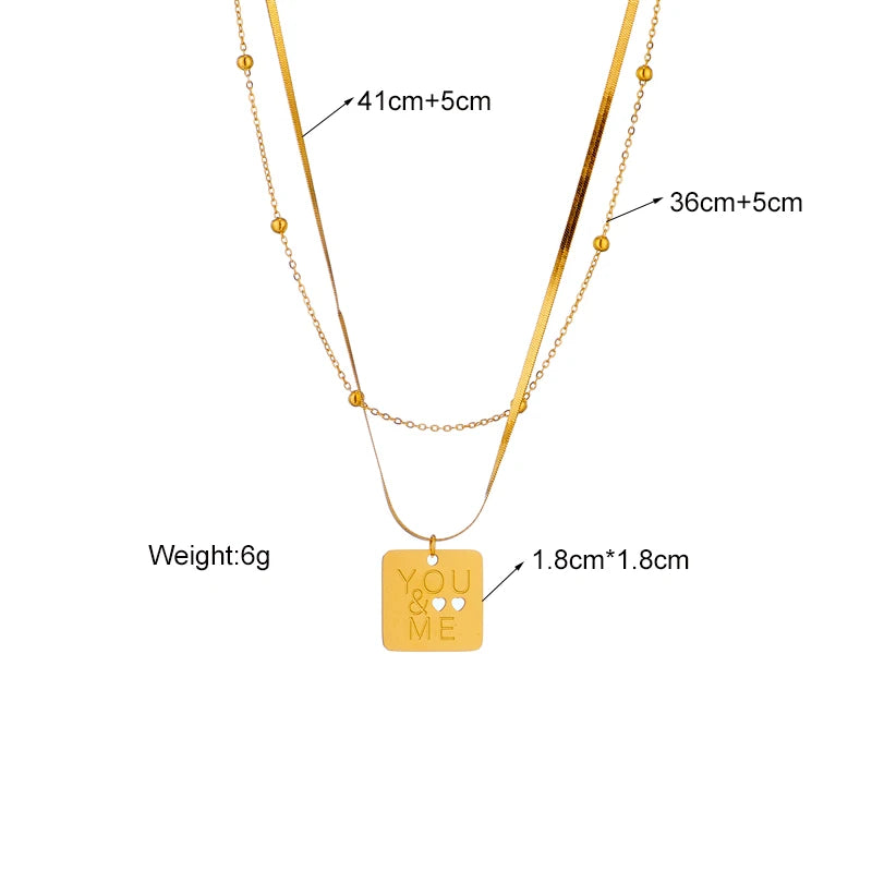 Stainless Steel Geometry Star Moon Butterfly Pendant Multilayer Chain Choker Necklace