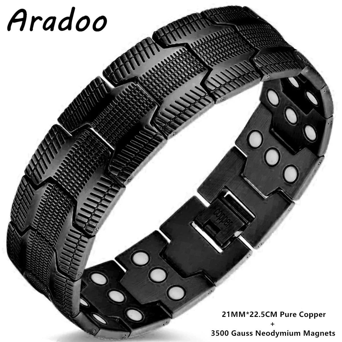 ARADOO Pure Copper Bracelet for Men Vintage Magnetic Bracelets Wristband Adjustable Jewelry Gift