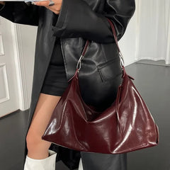 Burgundy Womens Tote Bag Aesthetic Vintage Fashion Advanced Leather Shoulder