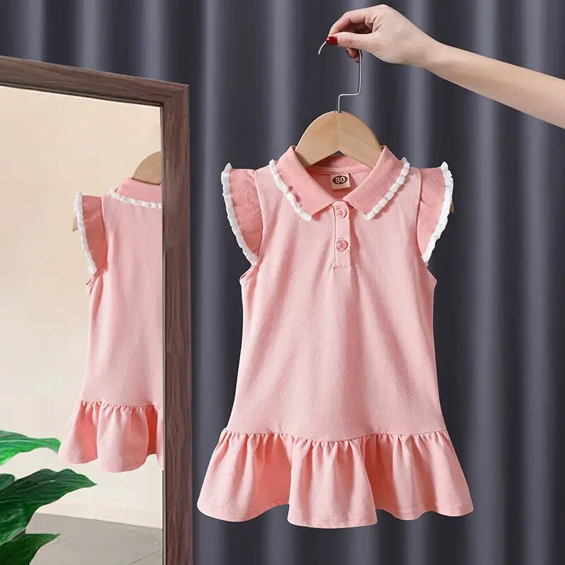 Baby Girls Dress Summer Pink Cute Elegant Princess Dress POLO Style