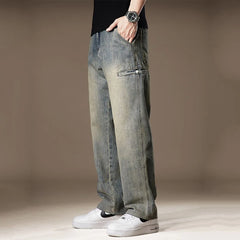 American Jeans Men's Solid Patchwork Button Pocket Fashion Casual