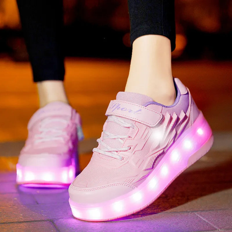 Kids Roller Skate Shoes Led Light Boys Girls Sneakers with 2 Wheels Sport Sneakers