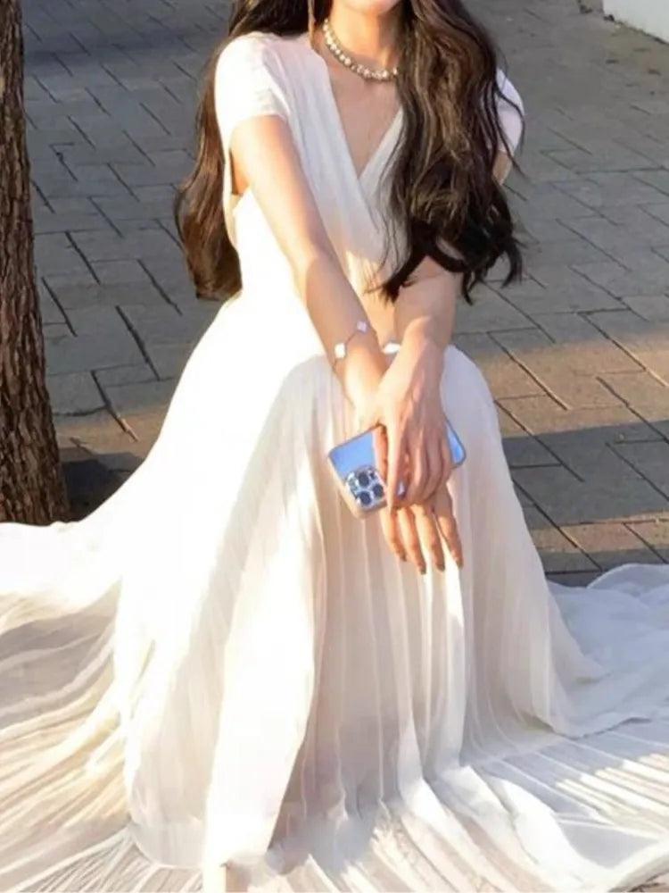 Evening wear Dresses: Women Party Dress Vintage Casual Pleated Prom