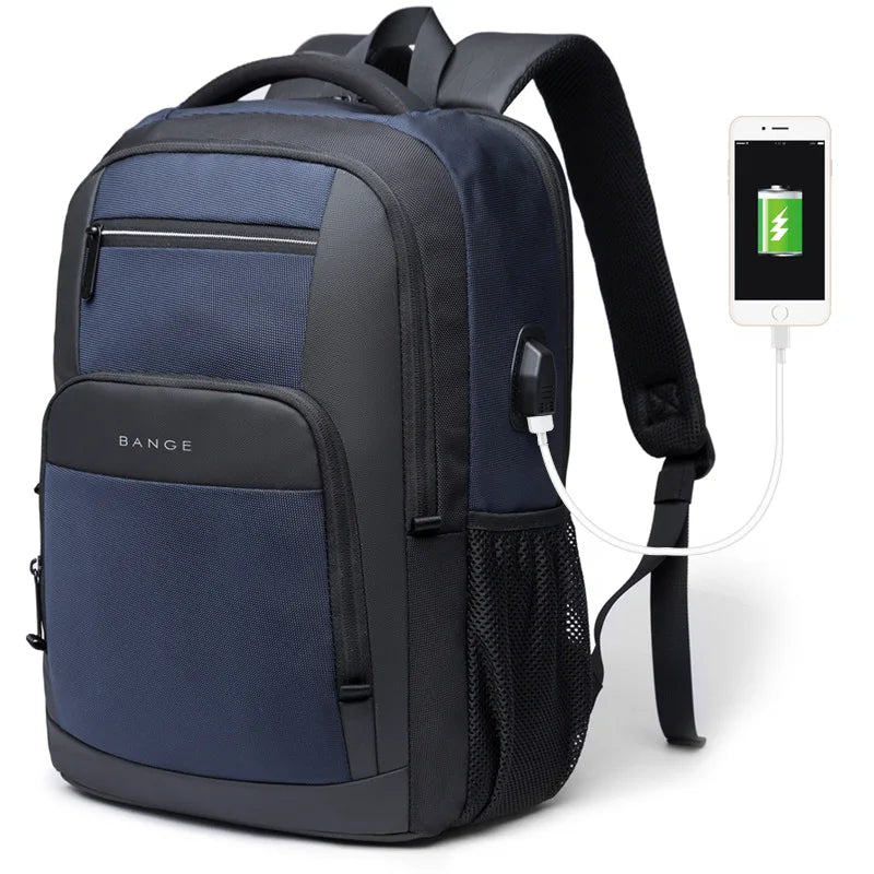 BANGE Sling Travel Laptop Backpack Fits 15.6 Inch Laptop for Men and Women Waterproof with Side Mesh Pocket USB Charging Port