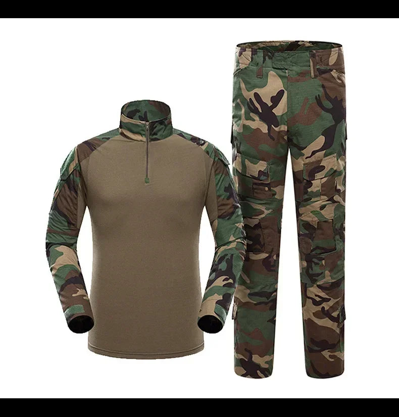 Camo Tactical Uniform Airsoft Ripstop Suit Multi Pocket Suits Hunting Pants Men Trainning Shirts Airsoft Paintball Clothes Sets