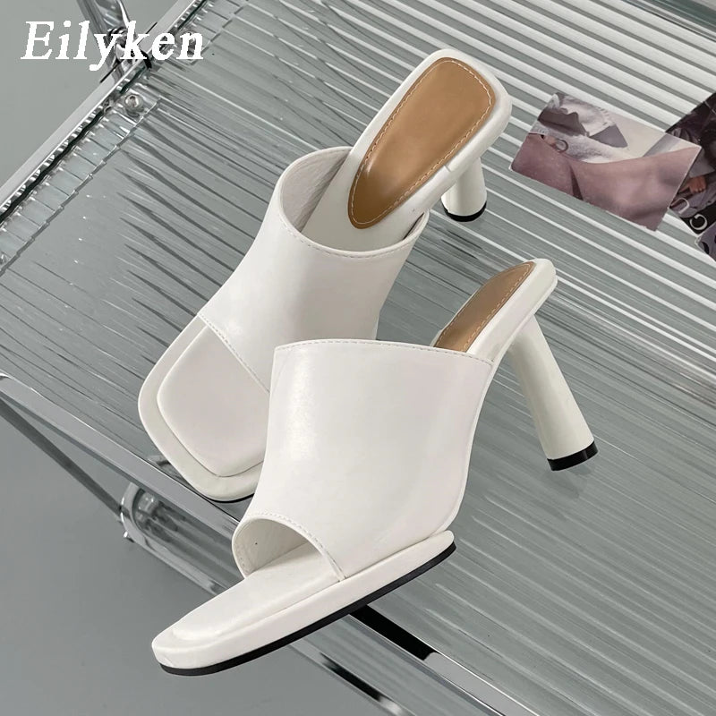 Eilyken Summer Women Slipper Fashion Platform Square Toe High Heel Ladies High Quality Slides Outdoor Dress Party Sandals