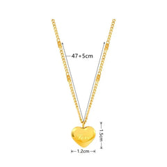 Stainless Steel Gold Color Love Heart Necklaces For Women Chokers Trend Fashion