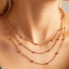 Stainless Steel Necklaces For Women Fashion Multi-Layers 18k Gold Plated Necklace