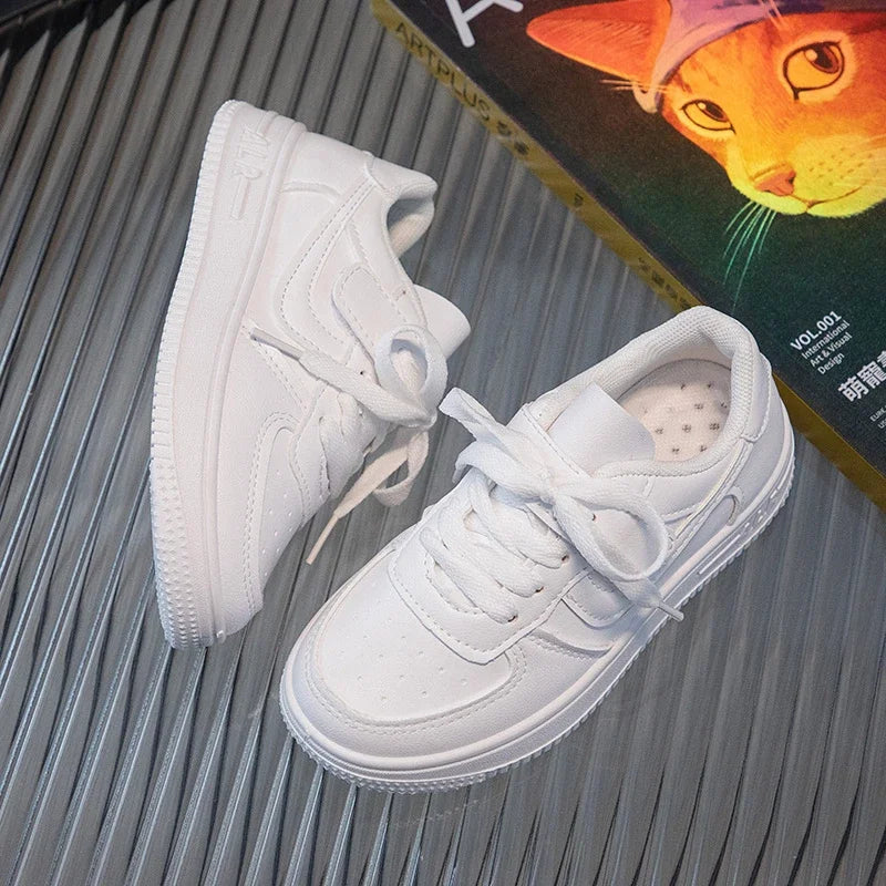 2023 Sneakers Kids Solid White Shoes for Boys and Girls Casual Sports Board Shoes Spring Autumn Chaussures