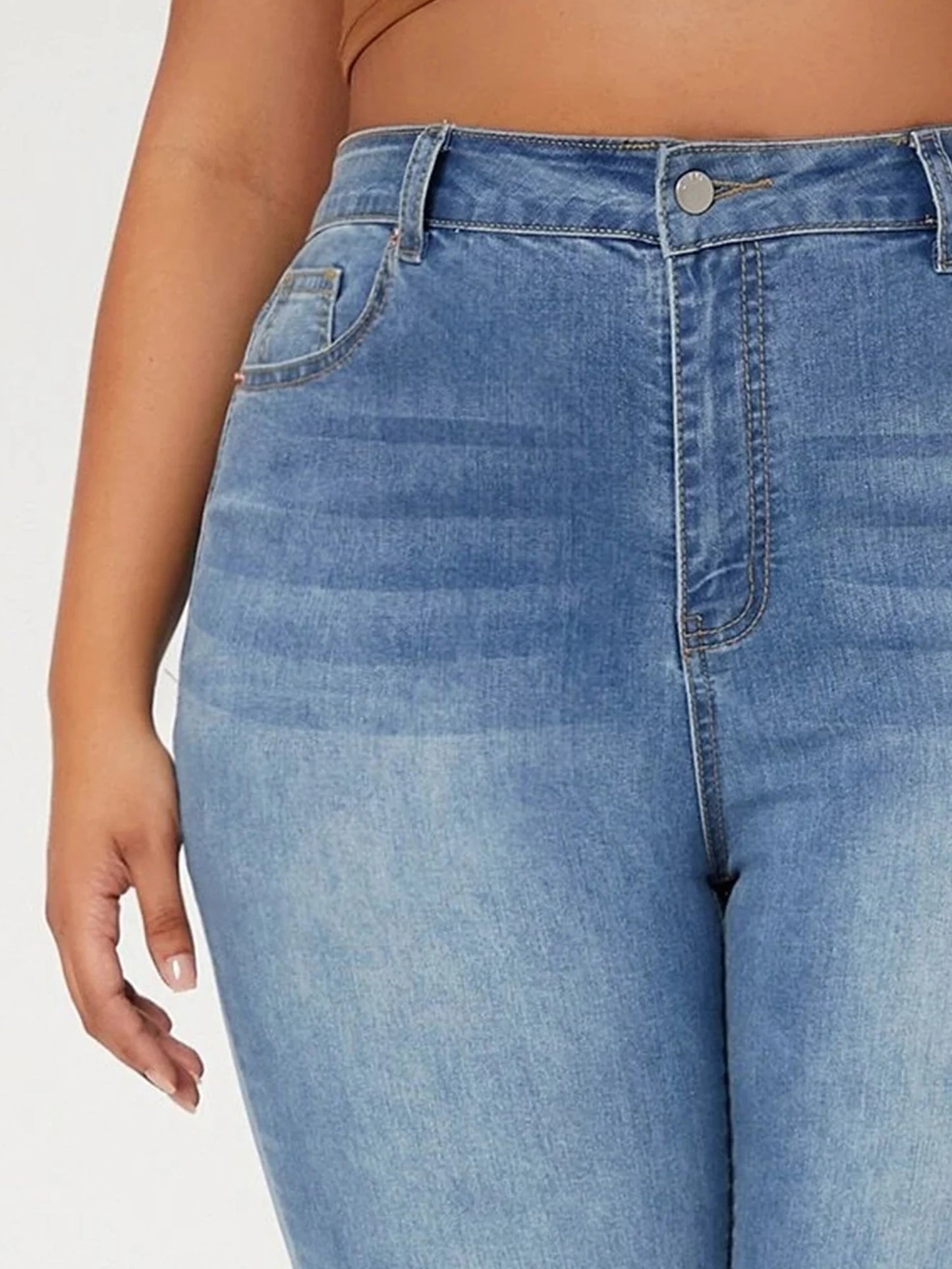 Plus Size Ripped Jeans for Women High Waist Stretchy Washing Hope Women Jeans
