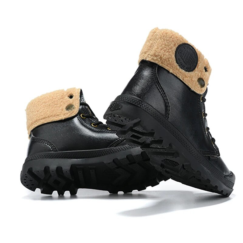 Boots for Men Ankle Boots Vintage Leather Texture Plush  Fashion Motorcycle Shoes