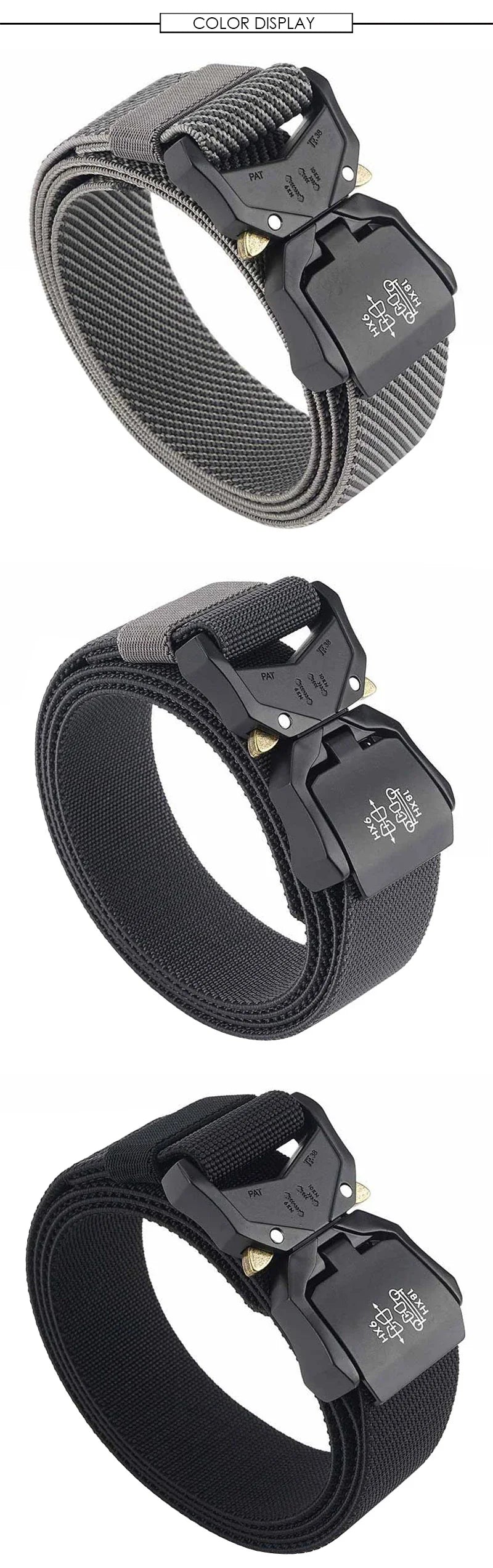 VATLTY 140cm Elastic Belt For Men Aluminum Alloy Quick Release Buckle Strong Nylon Tactical Belt Male Military Accessories