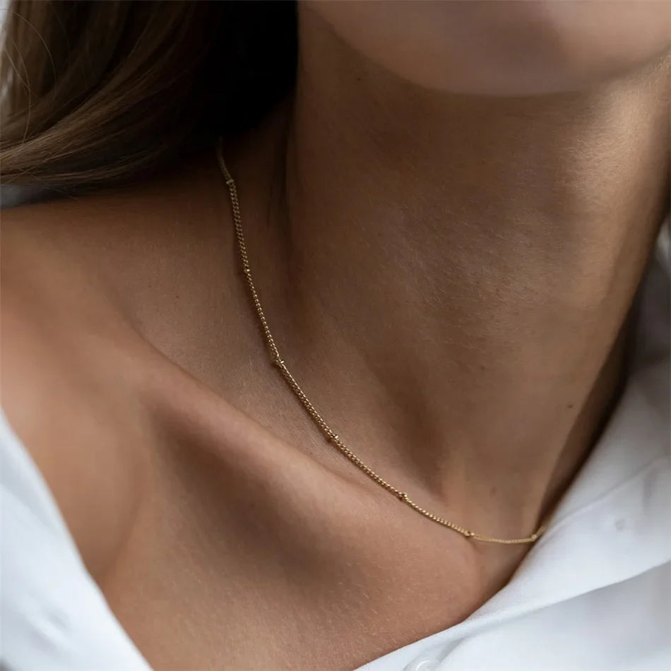 eManco Gold Color Stainless Steel  Chain Choker Necklace Women Chain Necklace Sets for Women gift