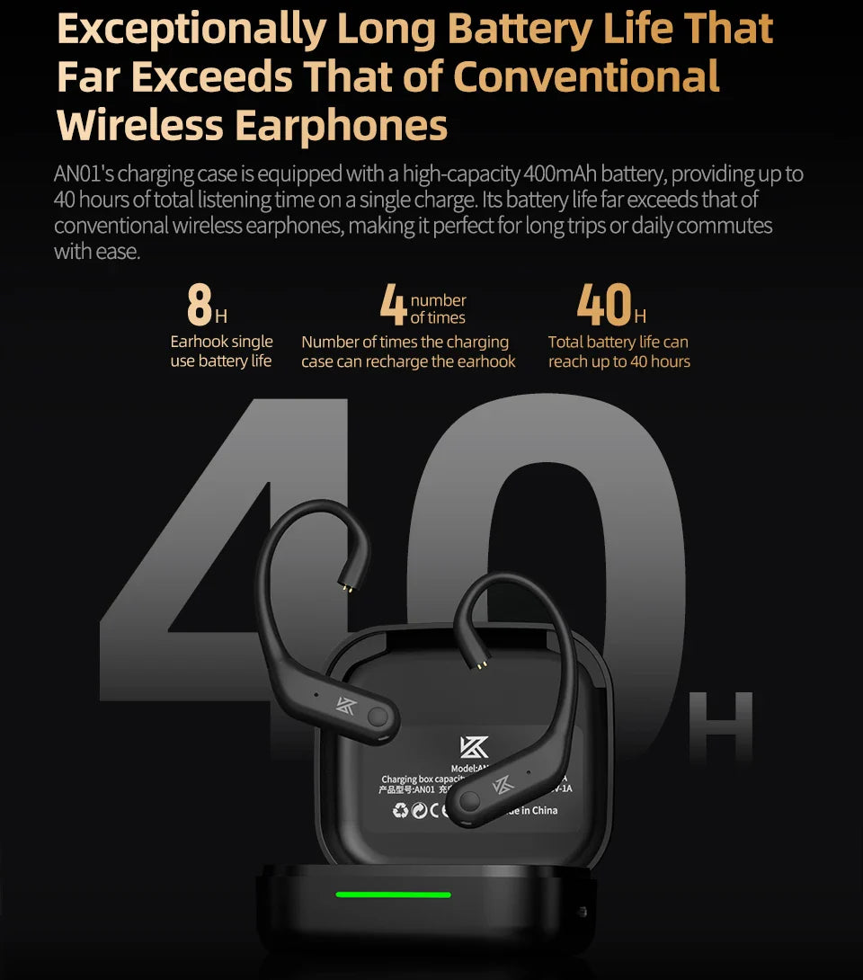 KZ AN01 Wireless Upgrade Ear Hook Cable ANC Noise Cancellation Bluetooth-compatible 5.4 C-Pin LDAC HD Audio Decoding Compatible