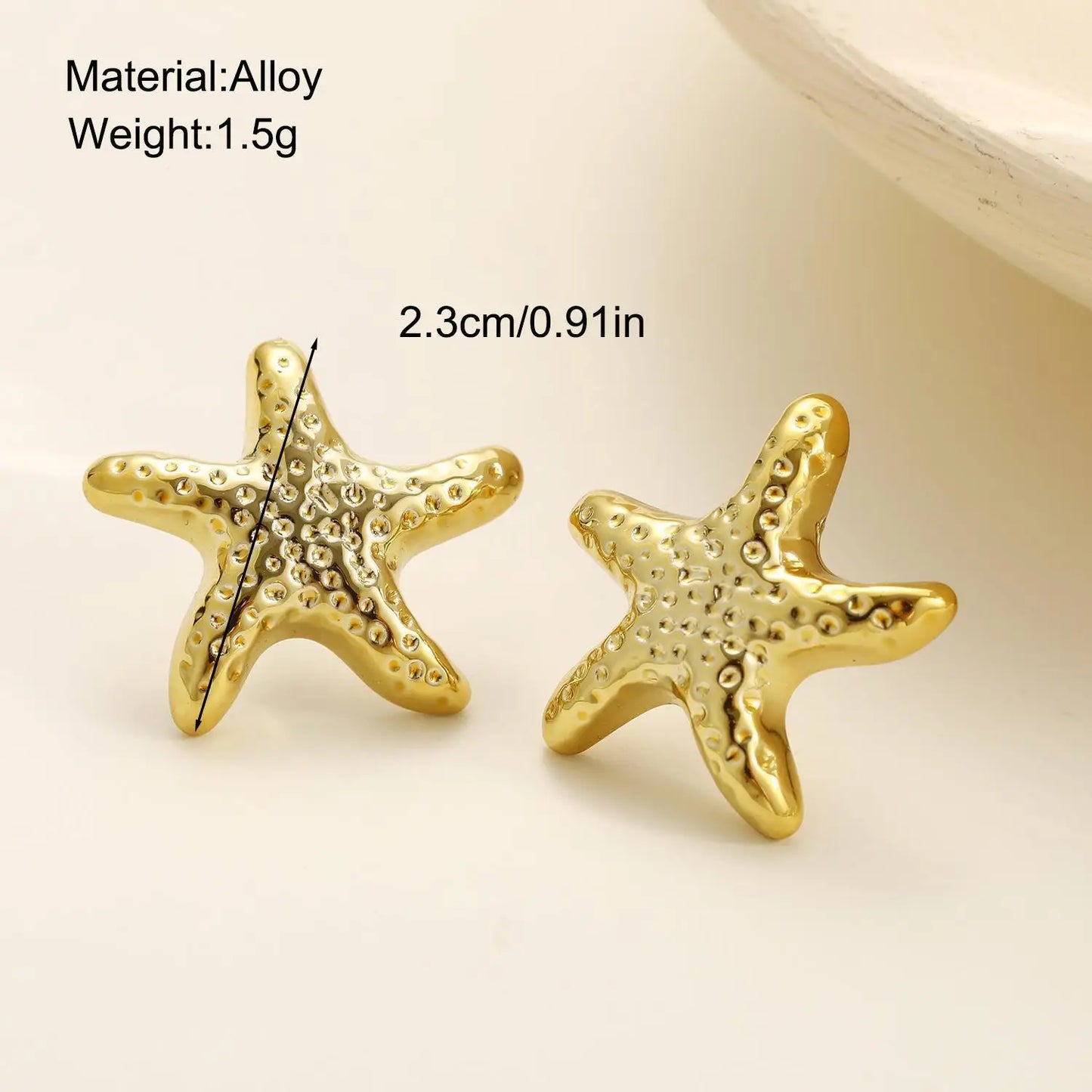 1 Pair Geometric Temperament Casual Starfish Stud Earrings Summer Simple Beach Vacation Style Earrings Ocean Jewelry Gift
