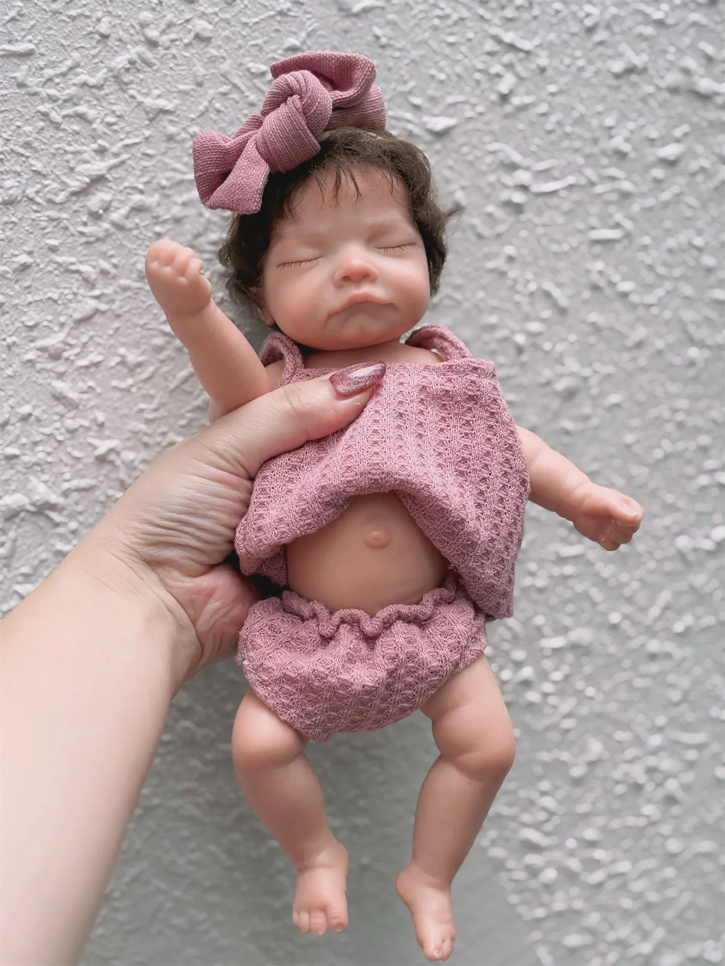 Can Open Mouth 26cm Waterproof Solid Silicone Bebe Reborn Girl With Rooted Hair Soft Touch Lifelike Realistic Newborn Girl Doll