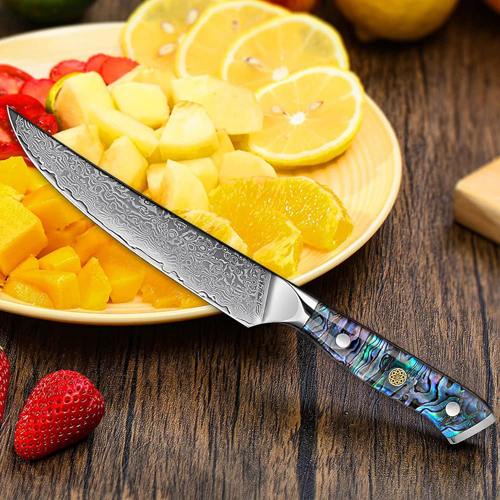Japanese Damascus AUS-10 Steel 6 Inch Utility Knife Ultra Sharp Chef Slicing