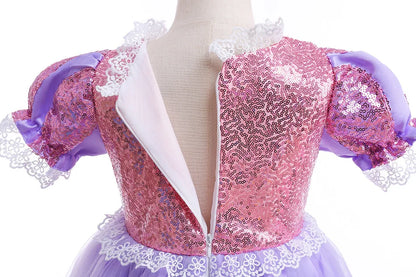 Sequined Princess Party Ball Gown for Girls Festival Halloween Cosplay Tangled