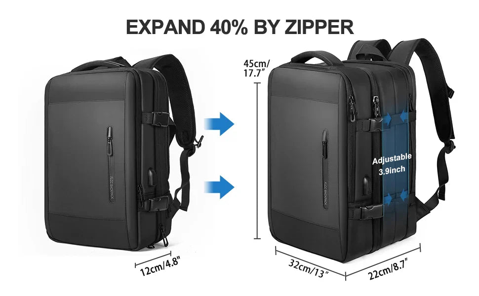 Likros Men Backpack Business Travel Backpack Carry on Waterproof Expandable Backpacks Large Capacity Weekend Traveler Laptop Bag
