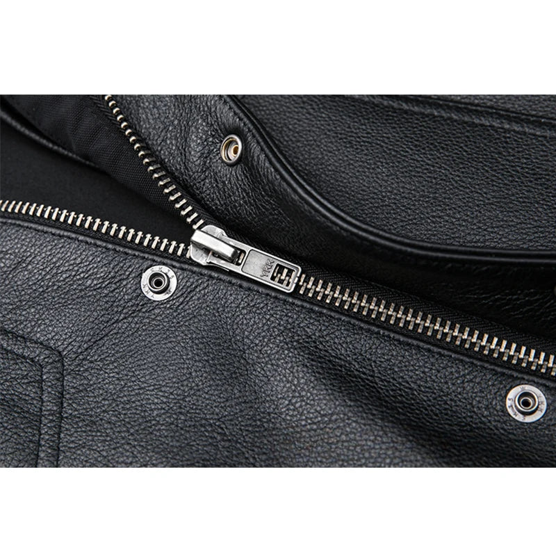 Men's Leather Vest Zipper Button Casual Motorcycle Vest Men's Punk Rock