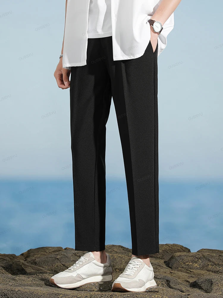 Smooth Soft Suit Pants Men Business Long Trousers Korean Formal Office