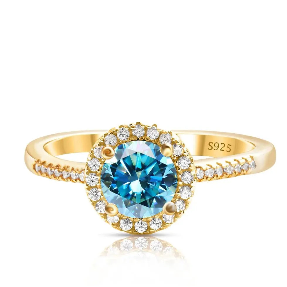 1 Carat Moissanite Ring For Women Solid 925 Silver 18k gold yellow Plated Luxury Wedding Female Jewelry With Certificate Gift