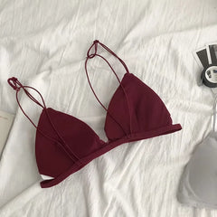 French Style Women Bra Thin Belt Bralette Girls Triangle Cup Underwear Bras