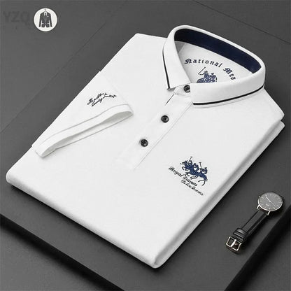 Men's Embroidered Casual Fashion Short Sleeved POLO Shirt Summer Comfortable Top