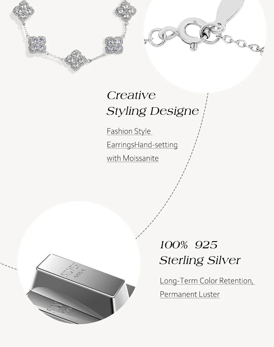 ATTAGEMS Full Moissanite Luxury Bracelet D VVS1 For Women Real S925 Sterling Silver Gold Plated Lucky Engagement Wedding Jewelry