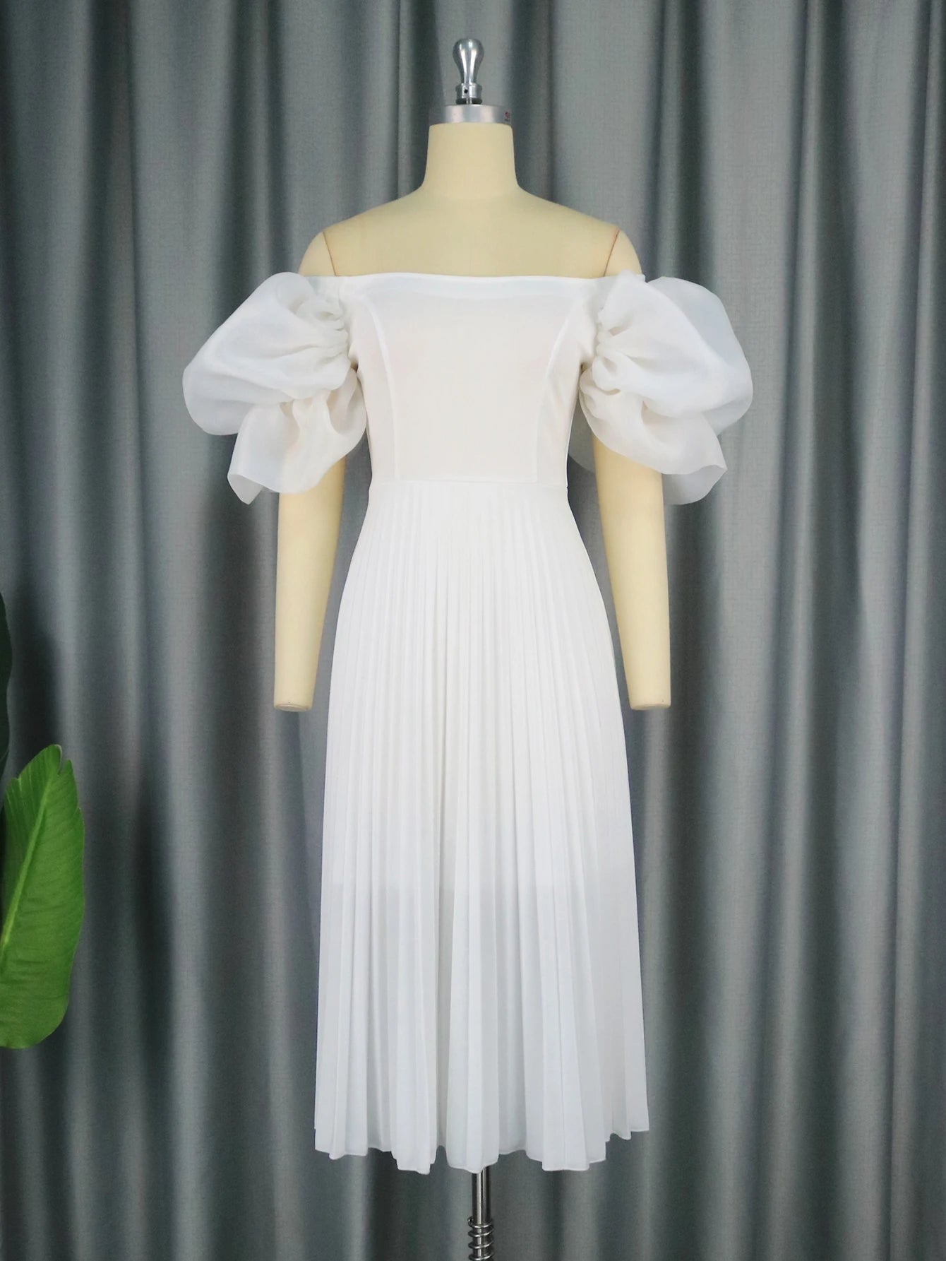 Evening wear Dresses: White Midi Dresses for Women Plus Size