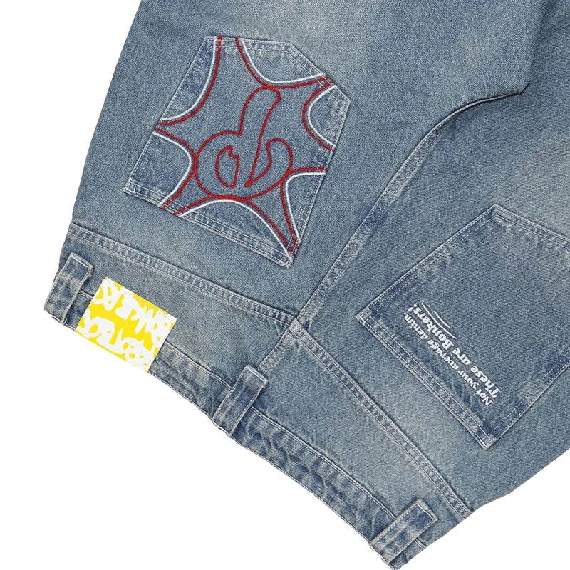 Jeans Men's and Women's Streetwear Harajuku Letters Casual Simple Baggy Jeans
