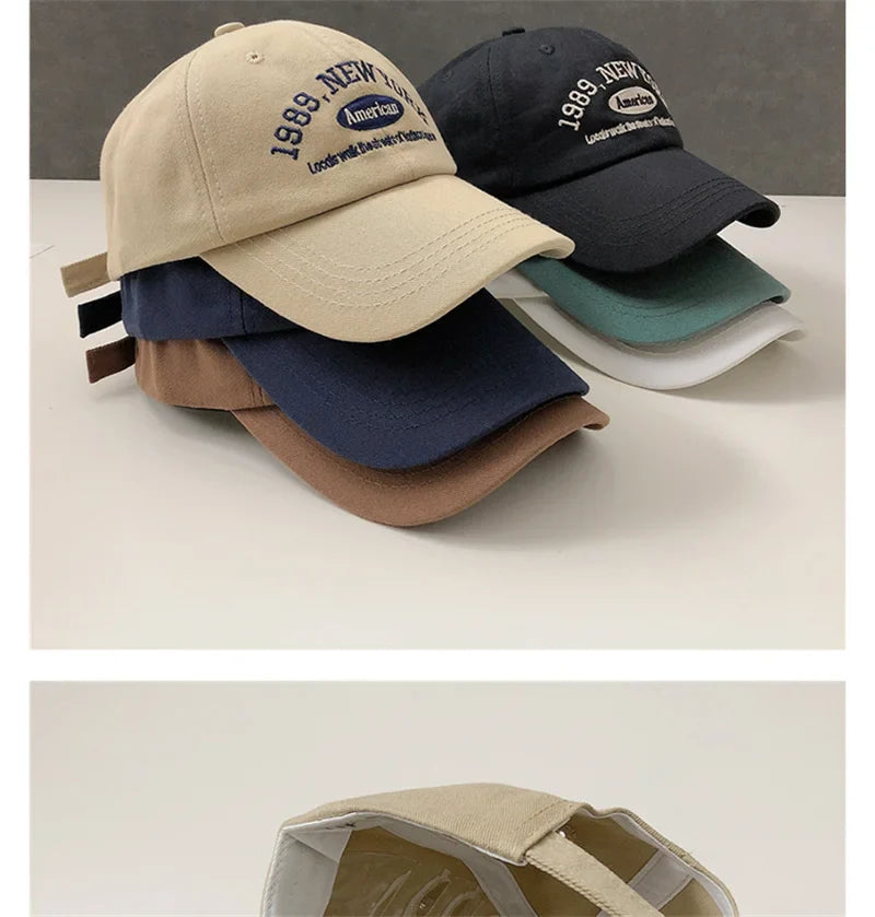 Retro Letter Embroidery Baseball Cap for Men and Women Curved Brim Hat Summer Outdoor Soft Top Caps Casual Snapback Sun Hats