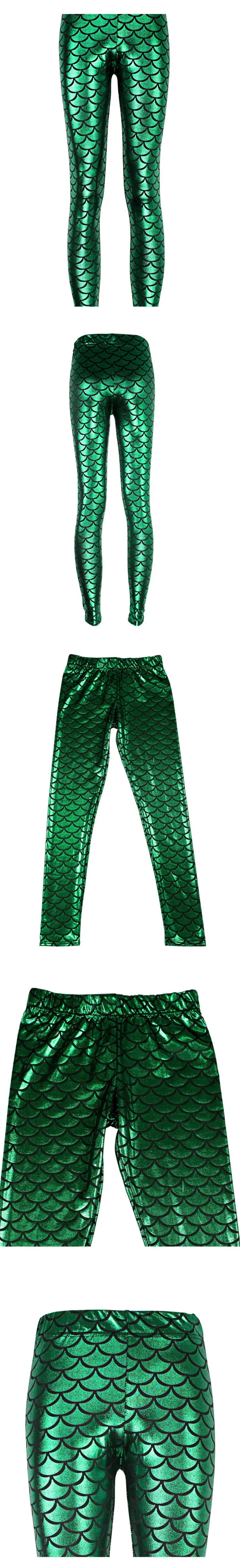 Fashion Shining Mermaid Fish Scale Leggings Women Silky Sparkling Simulated Leather