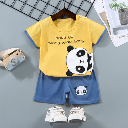 Children's Short Sleeved Set Pure Cotton Boy T-shirt Baby Summer Children's Clothing Girl's Shorts Baby Clothes Summer Clothing