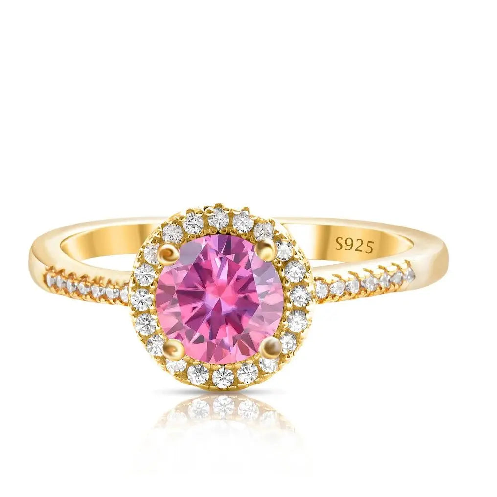 1 Carat Moissanite Ring For Women Solid 925 Silver 18k gold yellow Plated Luxury Wedding Female Jewelry With Certificate Gift