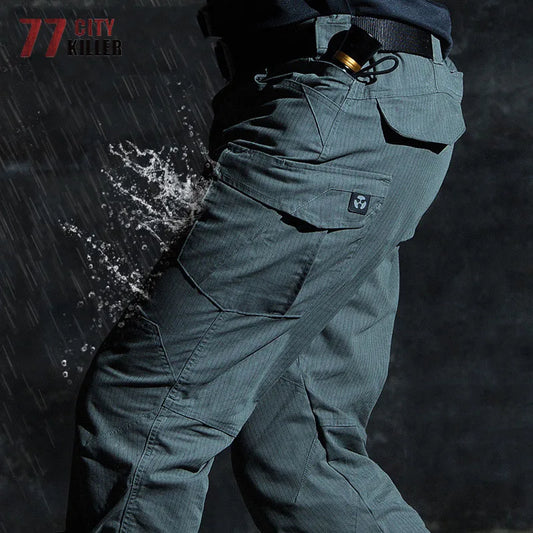 Mens Elasticity Tactical Cargo Pants Outdoor Urban Commute Comfortable Waterproof
