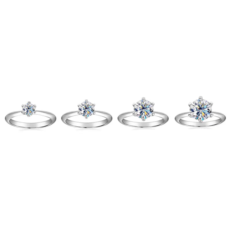 OXTAO 0.5/1/2/3 Carat  Moissanite Solitaire Rings Certified for Women 925 Silver Sparkling Lab Diamond Engagement Rings Jewelry