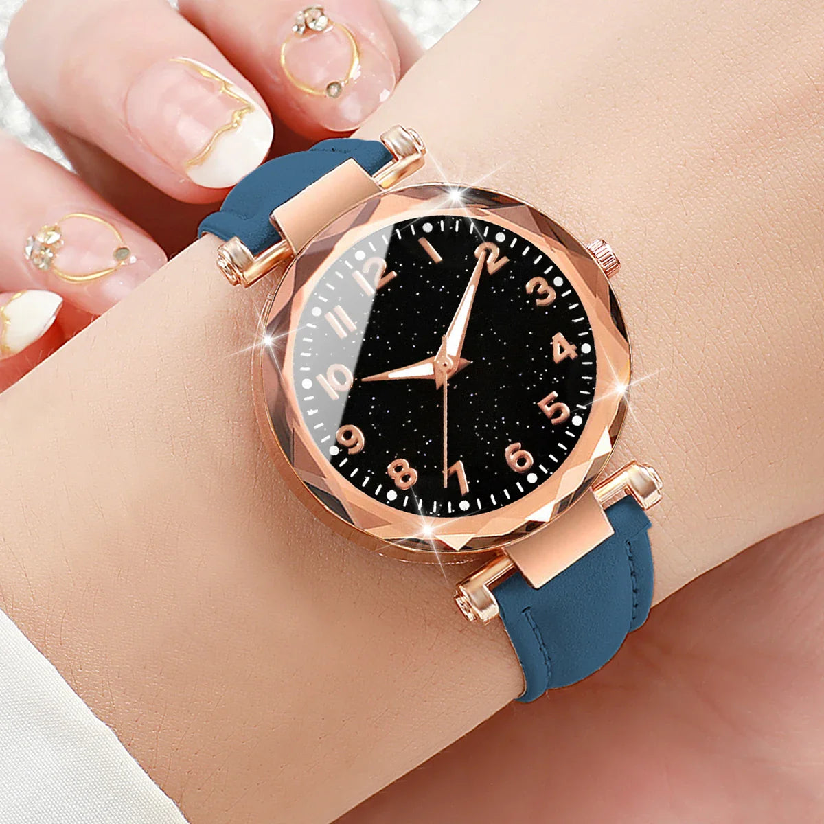 Fashion Arabic Dial Women Quartz Watch Casual Leather Strap Wristwatches for Ladies Clock Reloj Mujer（Without Box）