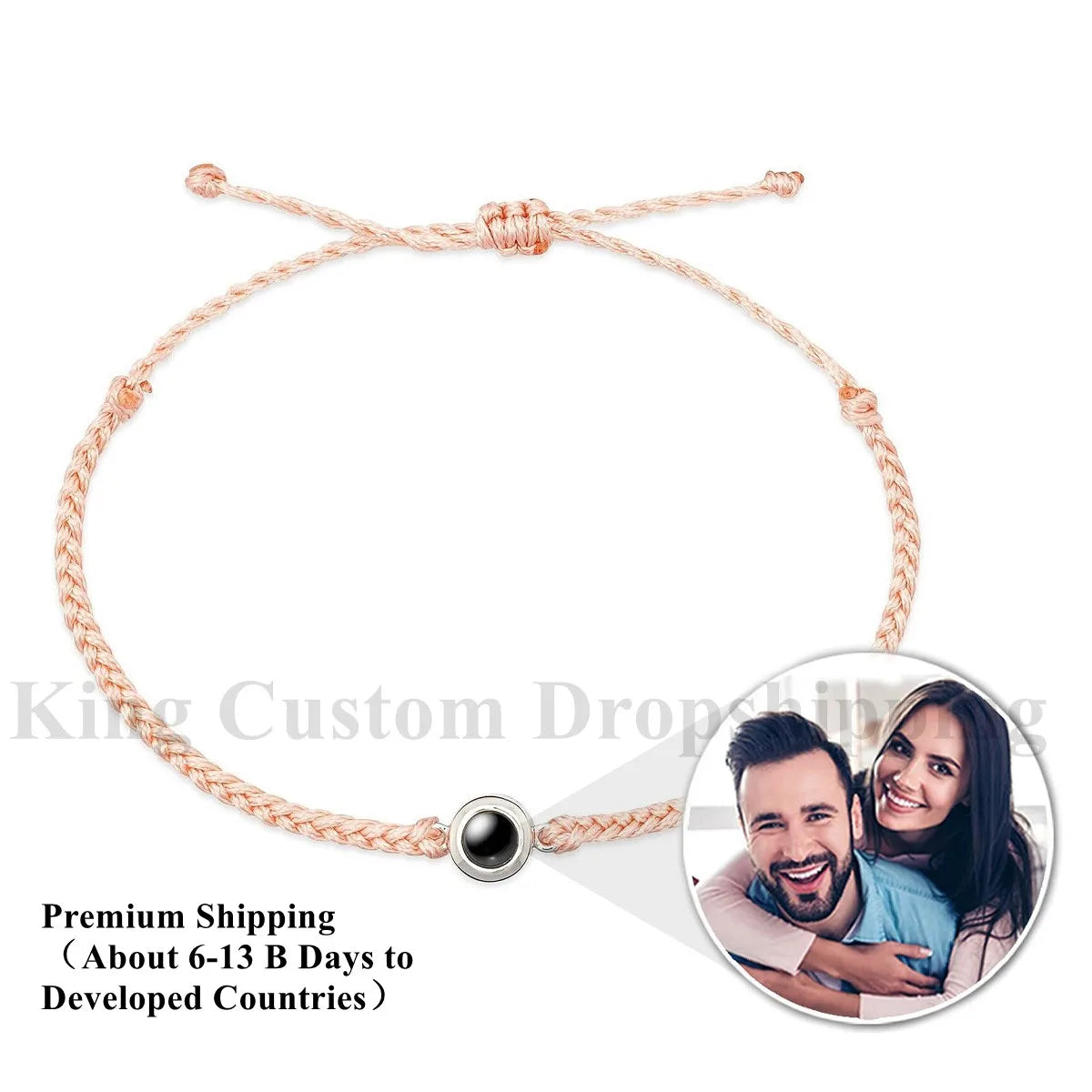 Projection Photo Circle Bracelet Personalized Stainless Steel Custom Pet Photo Couples Bracelets Mothers Day Gift