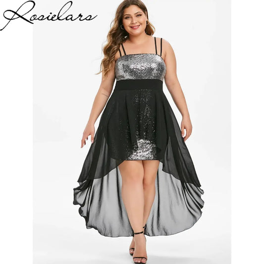 Formal attire Dresses: Plus Size Women Clothing Sequin High Split Corset Dresses