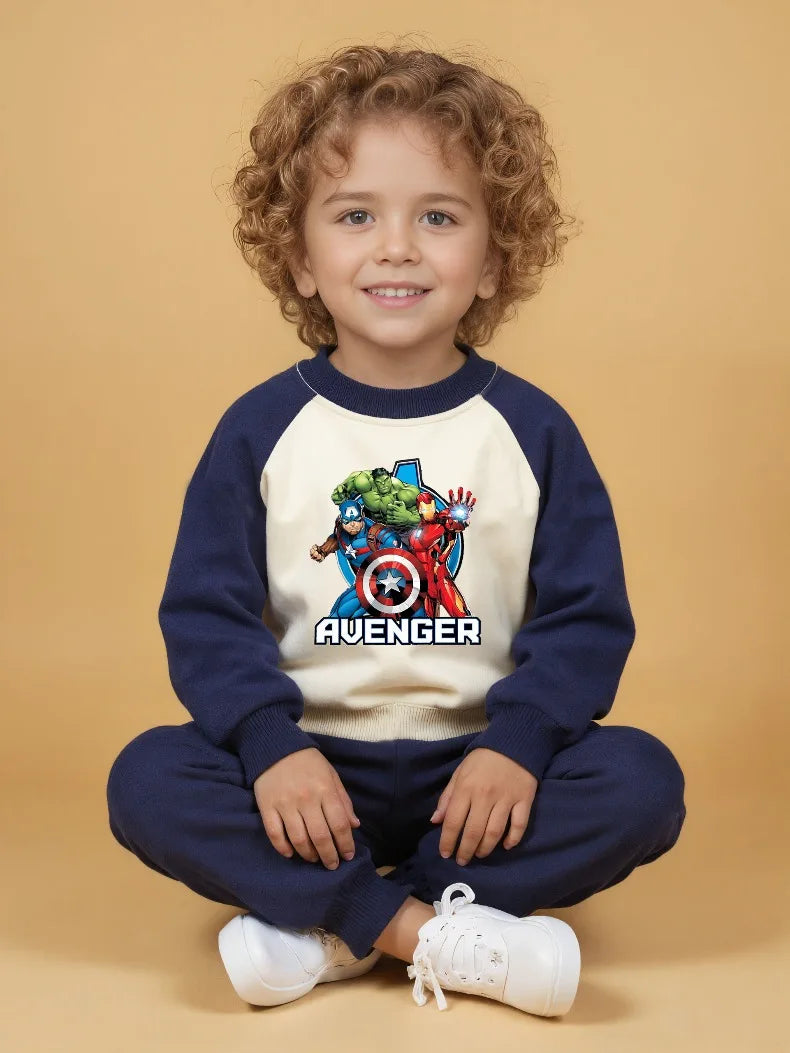 Marvel Cartoon Print Children Clothes Sets Spring/autumn Boys Sweatshirt Set Kids O Neck Hoodies Pants Two Piece Kids Tracksuit