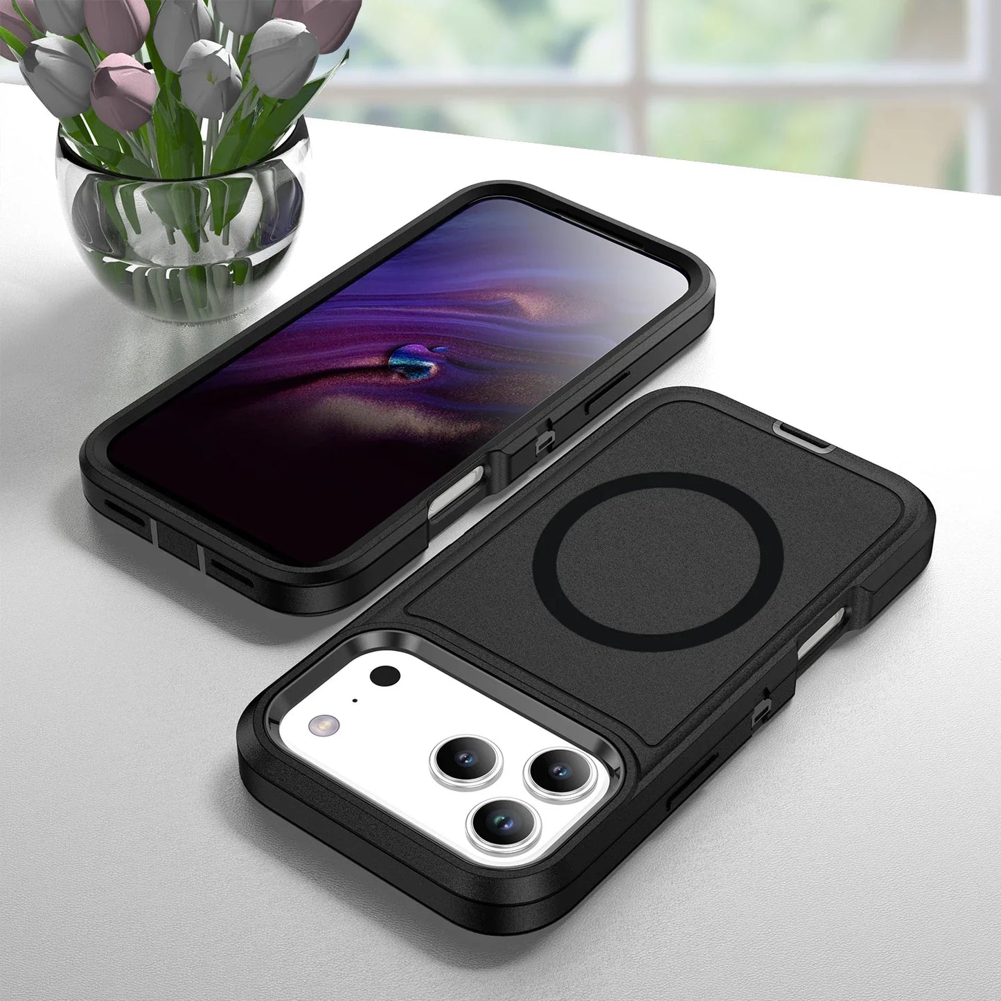 3IN1 Military Grade Heavy Duty Armor Case For IPhone 17 Air 16 15 14 Plus Pro Max Magnetic Charge TPU+PC Anti-fall Protect Cover
