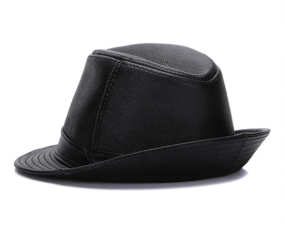 2026  Autumn Men Real Genuine Cowhide Leather Top Hats Men Fashion Caps Winter Warm New Cowboy  100% Real Cowhide Leather Hats