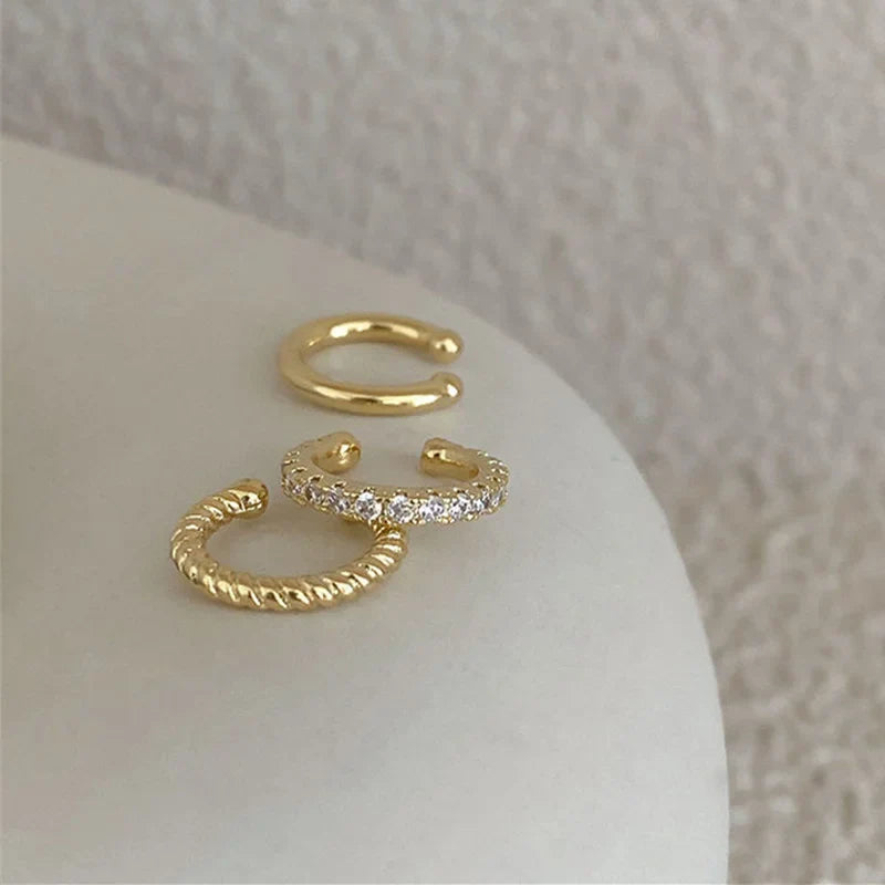 EVISPOL Fashion Exquisite Crystal Zerconia Ear Cuff Earrings for Woman Non Piercing Leaf Clip Earrings Christmas Jewelry Gift