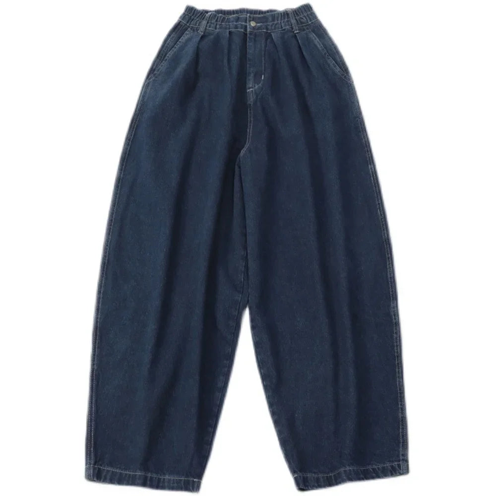 Straight Jeans Men Blue Loose Denim Trousers Neutral Y2K Jean Streetwear