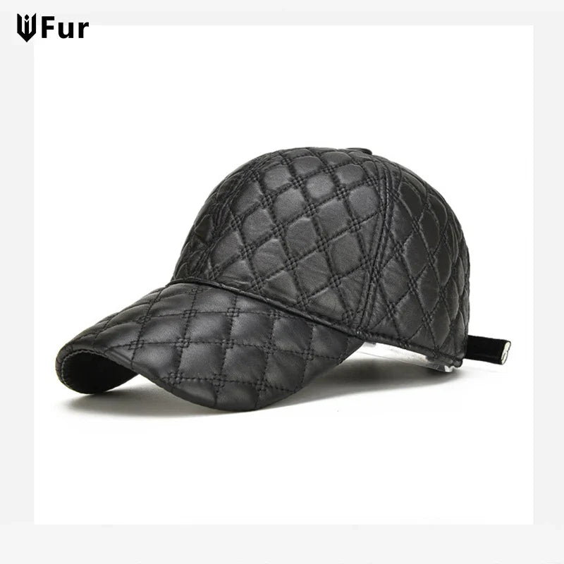 2026 Spring Genuine Sheepskin Leather 55-61CM Black Baseball Caps For Man Casual Street Gf Gorras Dad Hat
