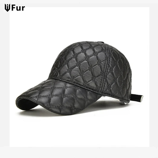 2026 Spring Genuine Sheepskin Leather 55-61CM Black Baseball Caps For Man Casual Street Gf Gorras Dad Hat