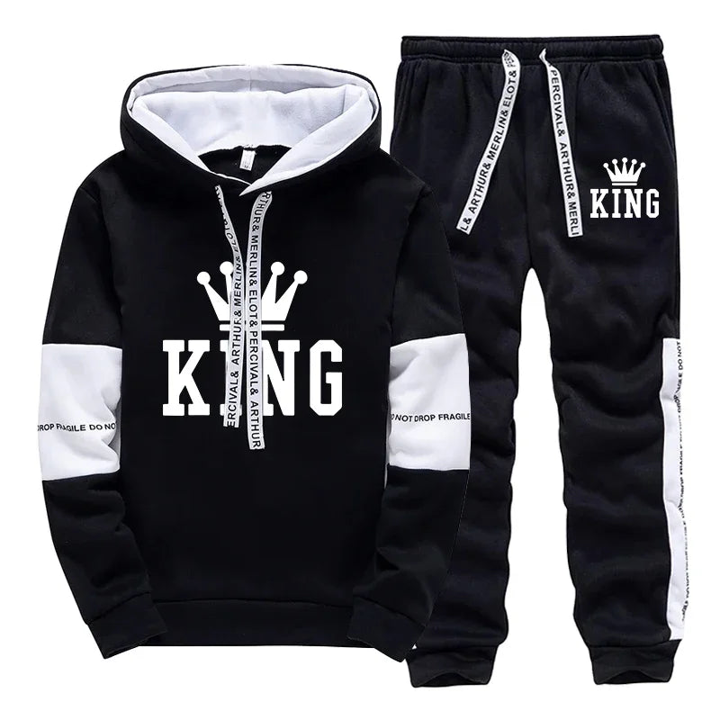 King Printing Mens Tracksuit Hot Sales Casual Hoodie Pants Streetwear Outdoors Mens Clothing Single Piece Sweatshirts Sweatpants