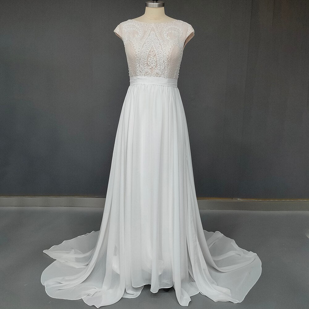 White Bridesmaid Dresses: Outdoor Wedding Dress Backless Buttons Up Soft Beach