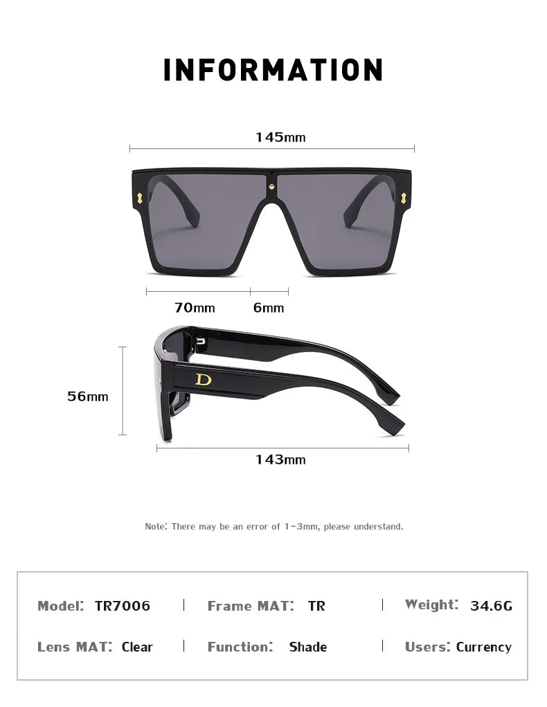 New Fashion Square Sunglasses For Women Men Oversized Frame Luxury Brand Disigner 2021 Sun Glasses UV400 Wholesale